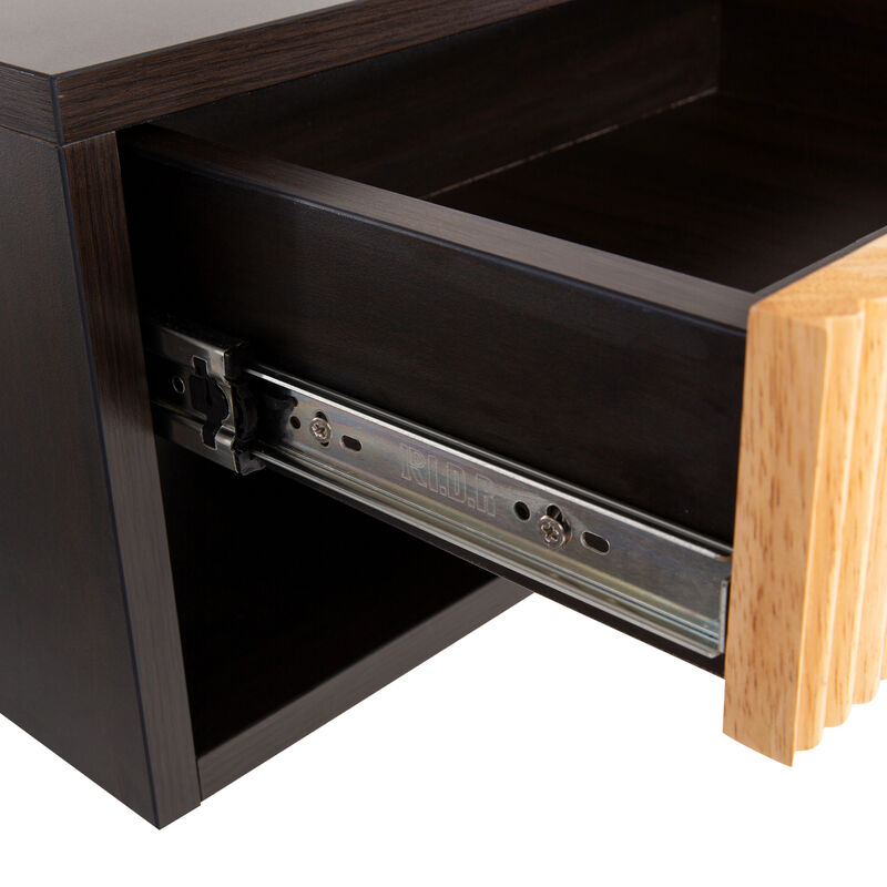 Elise Classic Contemporary Floating Wall Mounted Nightstand with Soft-Close Tambour Drawer and Cable Hole