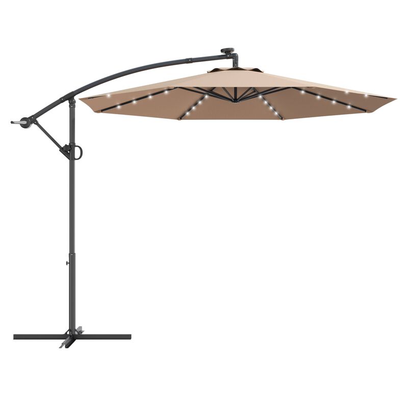 360-Degree Rotating Patio Umbrella &ndash; Solar Powered LED Cantilever Shade (Base Not Included)