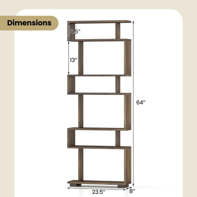 Hivvago 6-Tier Bookcase with Anti-Tipping Kit