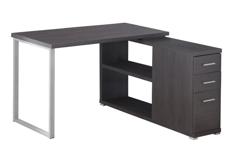 Contemporary L Shape Computer Desk with Three Drawers &ndash; Workstation Table