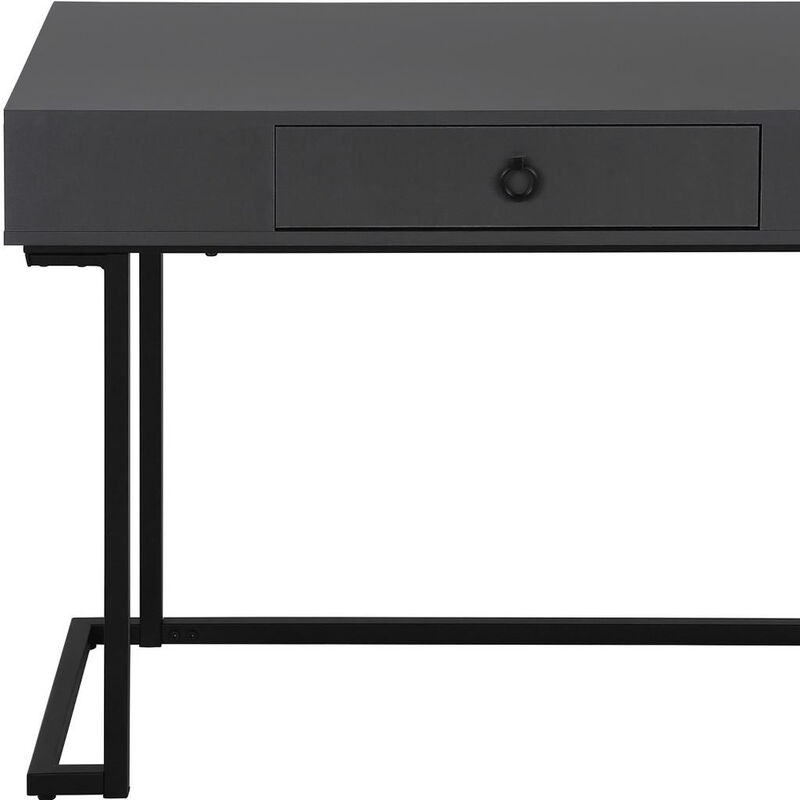 HomeRoots 42" Gray and Black Wood and Metal Sled Computer Desk image number 5
