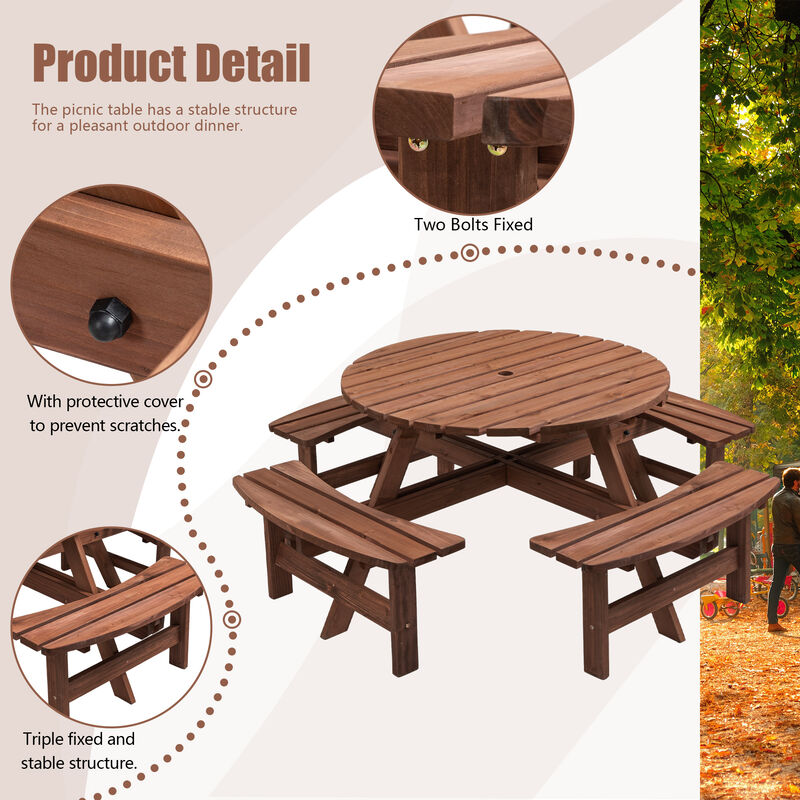 Gwogfa 8 Person Wooden Picnic Table image number 3