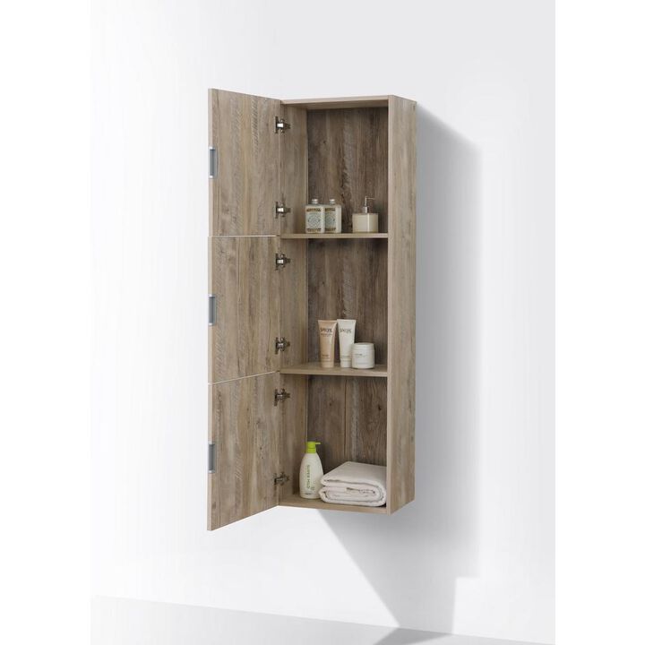 Kubebath 18 Wide by 59 High Linen Side Cabinet With Three Doors in Nature Wood Finish