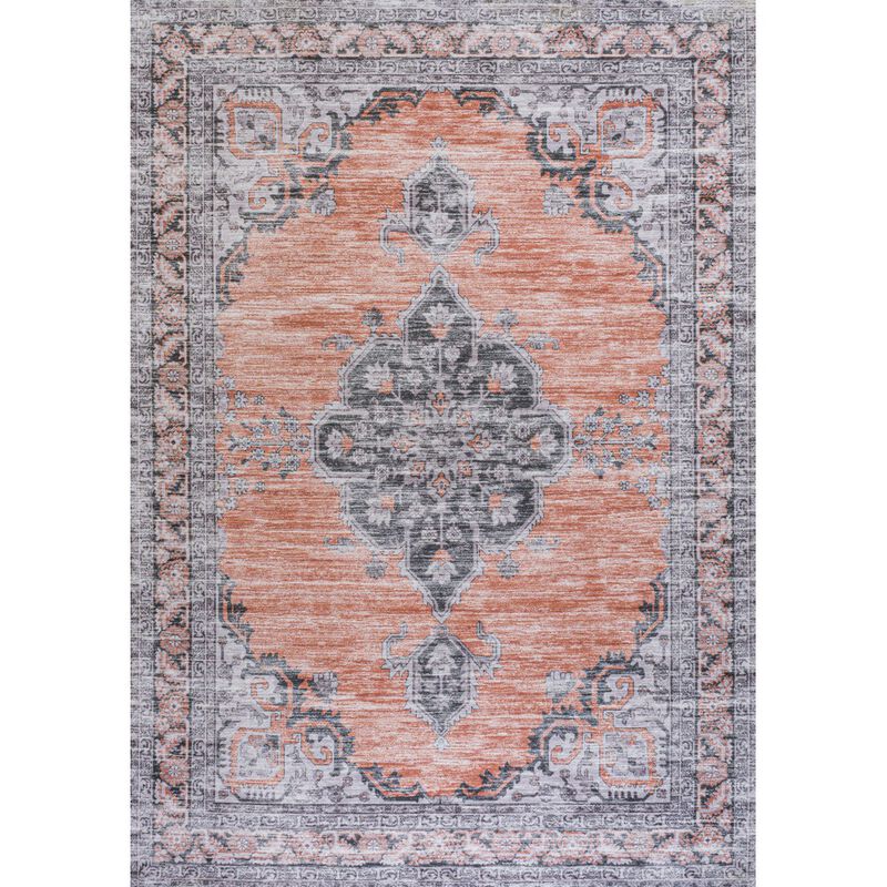 Wincer Chenille Cottage Medallion Machine-Washable Area Rug