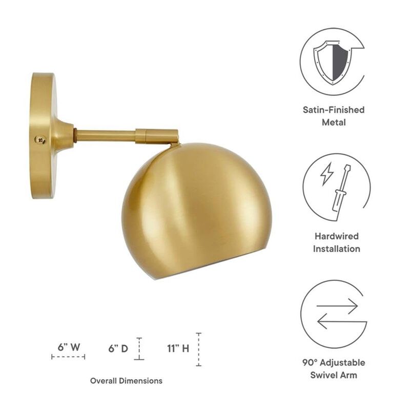 Modway Satin Brass Chalice Swing-Arm Metal Wall Sconce EEI-5613-SBR image number 7