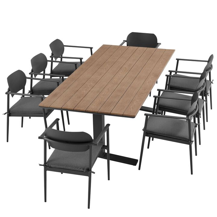 Modway Aeris 9-Piece Outdoor Patio Dining Set in Charcoal