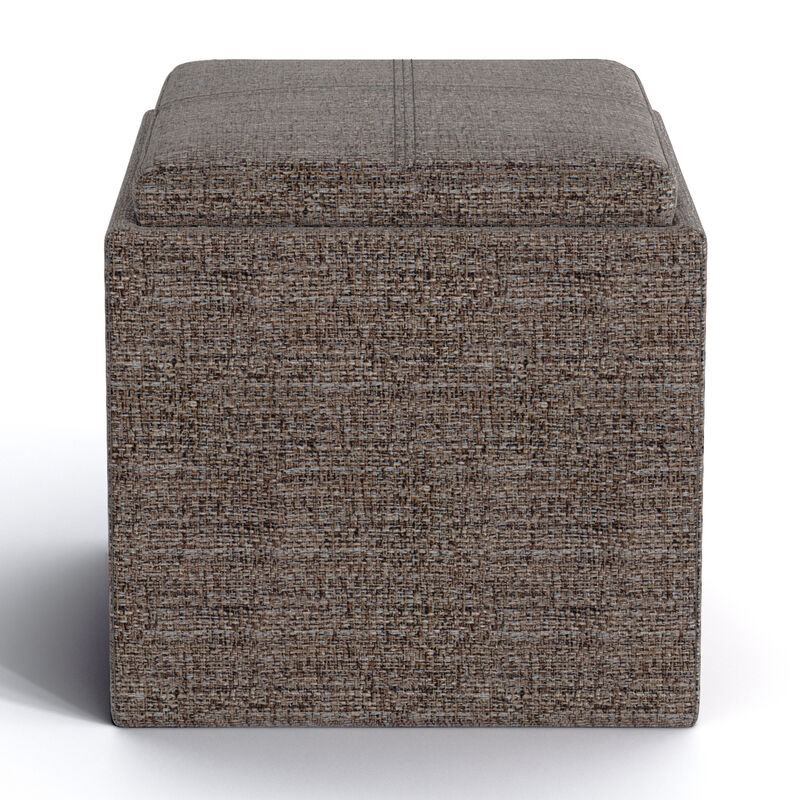 Simpli Home Rockwood Cube Storage Ottoman with Tray image number 1