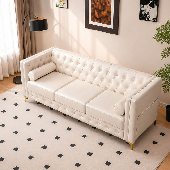Drujep 78.5" Faux Leather Sofa