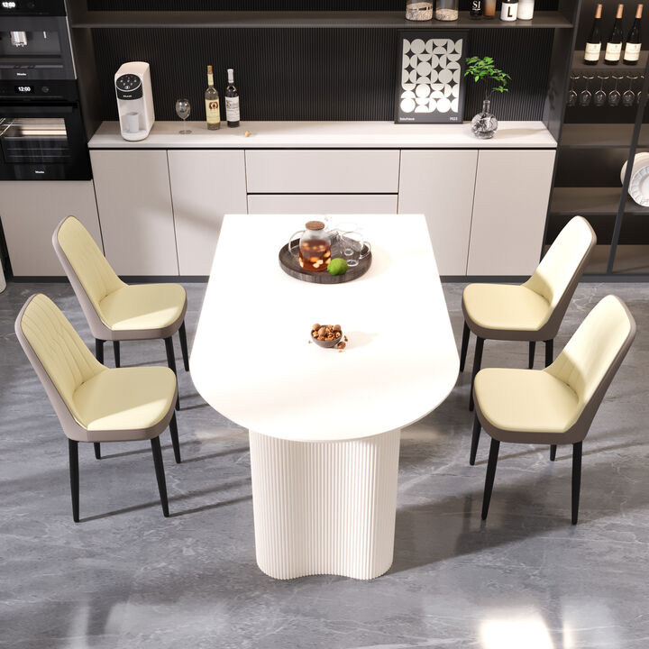 4-Piece MDF Dining Table and PU Chair Set for Modern Dining Spaces