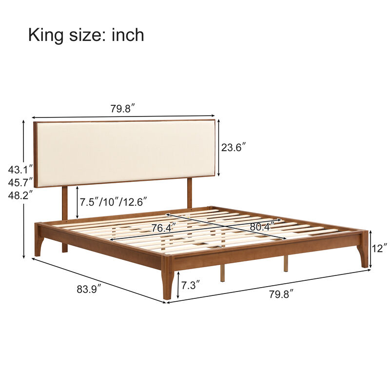 Merax Solid Platform Bed  with Headboard image number 8