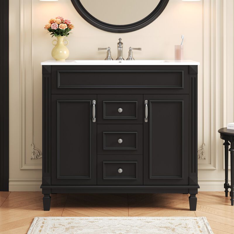 36 in. W Modern Bathroom Vanity with Sink and Top, 2 Soft-Close Doors and Storage Cabinet image number 1