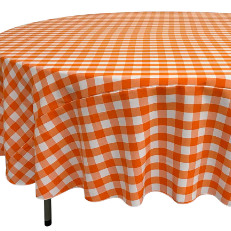 Round Polyester Checkered Tablecloth 90 Inch for Banquets and Parties image number 2