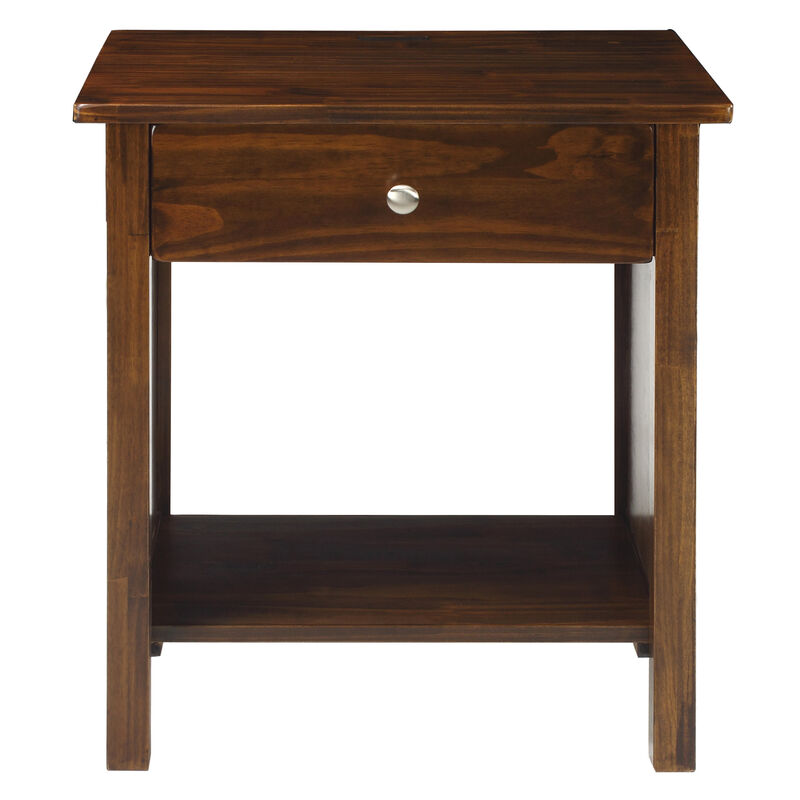 Casual Home Vanderbilt Nightstand with USB Ports-Warm Brown, 24"L x 17"W x 27"H