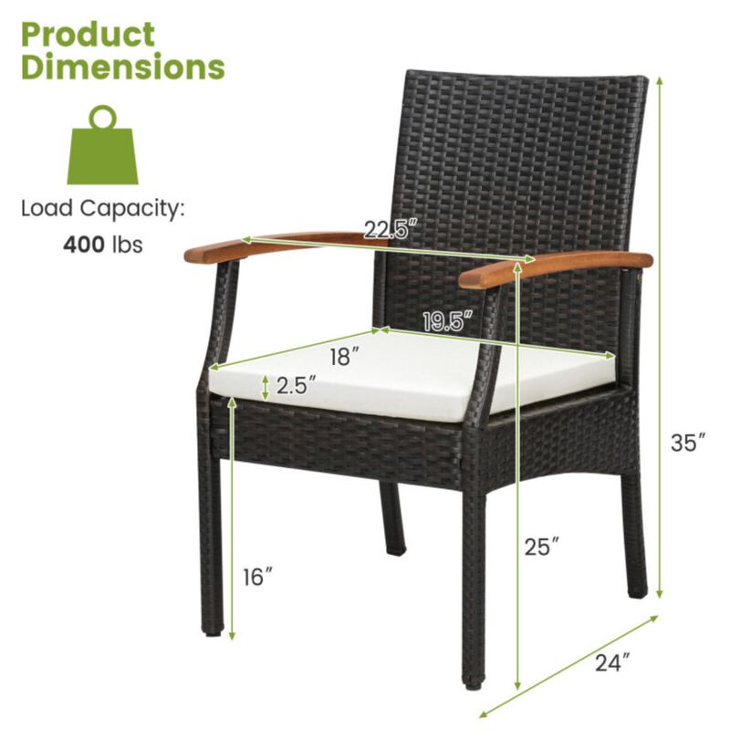 Hivvago Set of 2/4 Patio Dining Chair with Soft Zippered Cushion