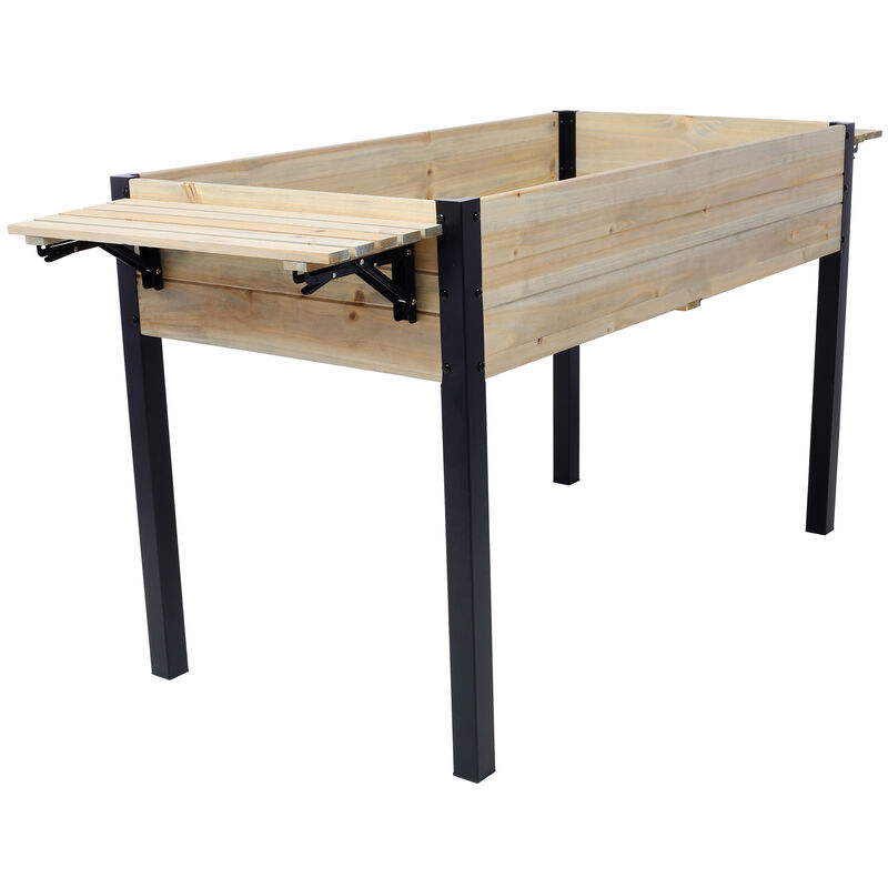 Streamdale Metal Leg Raised Garden Box with Folding Shelf