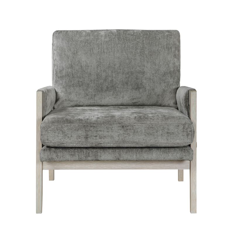 Mao Accent Armchair, Removable Cushion Cover, Brownish Gray Chenille