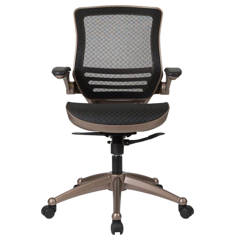 Flash Furniture Mid-Back Black Mesh Executive Swivel Office Chair with Melrose Gold Frame image number 6