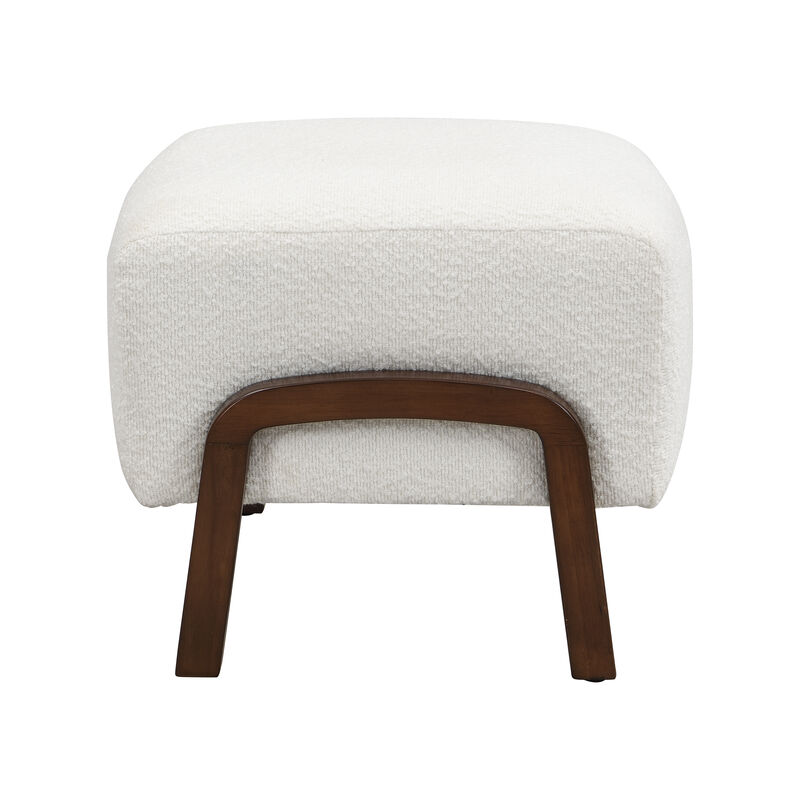 Christopher Knight Home Syler Contemporary Rubberwood Boucle Upholstered Ottoman image number 5