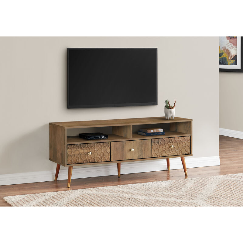 Monarch Specialties I 2835 Tv Stand, 48 Inch, Console, Media Entertainment Center, Storage Cabinet, Living Room, Bedroom, Wood, Laminate, Walnut, Mid Century image number 2