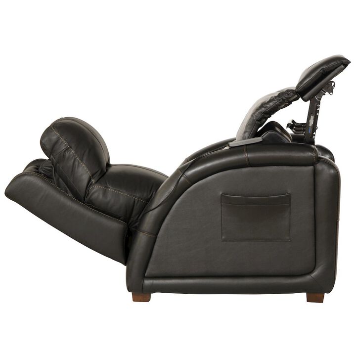 Catnapper Reliever Leather Power Lay Flat Recliner with Power Adjustable Headrest