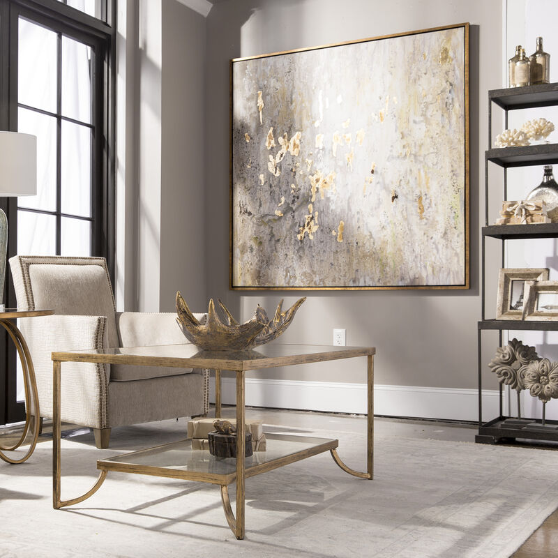 Golden Raindrops Modern Abstract Art