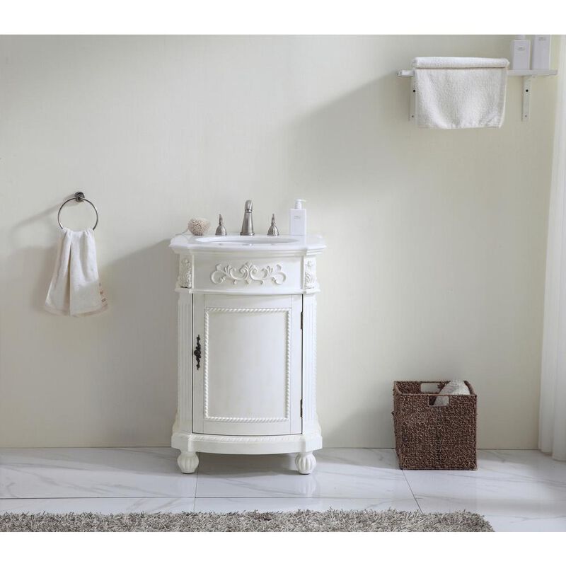 Elegant Kitchen and Bath 24 inch Single Bathroom vanity in Antique White