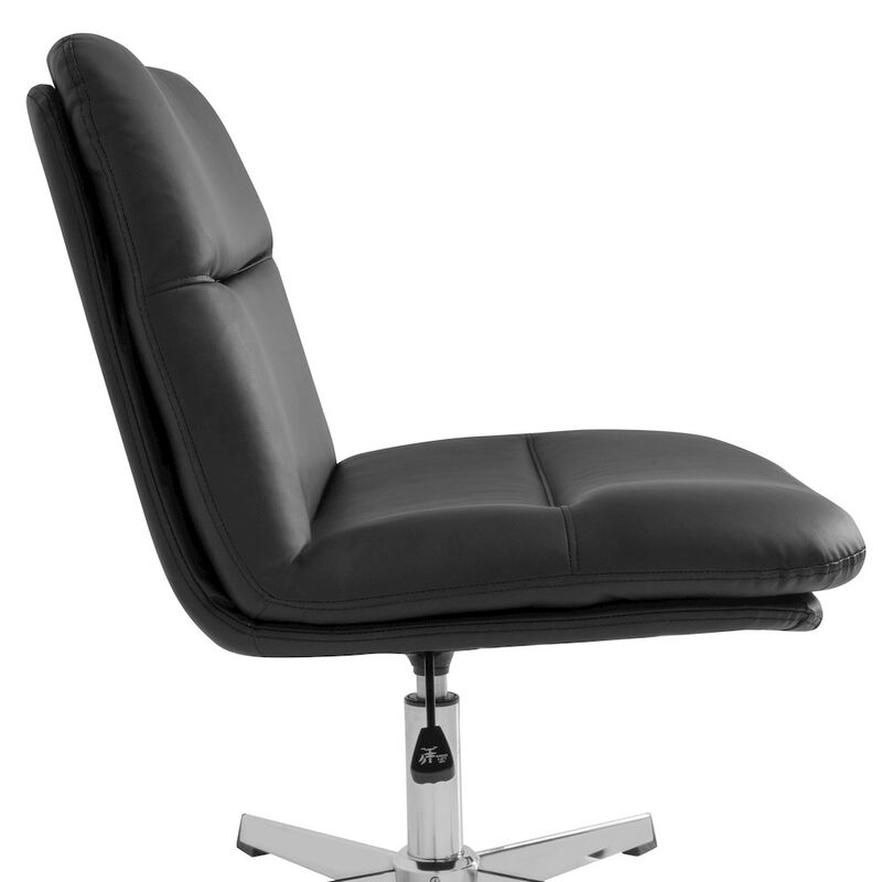Flash Furniture Black Padded LeatherSoft Armless Stationary Task Office Chair, Chrome Frame image number 4
