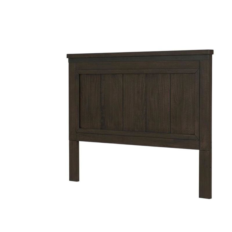 Rock Beaten Brown Headboard with Saw Cuts Rustic Solid and Manufactured Wood image number 0