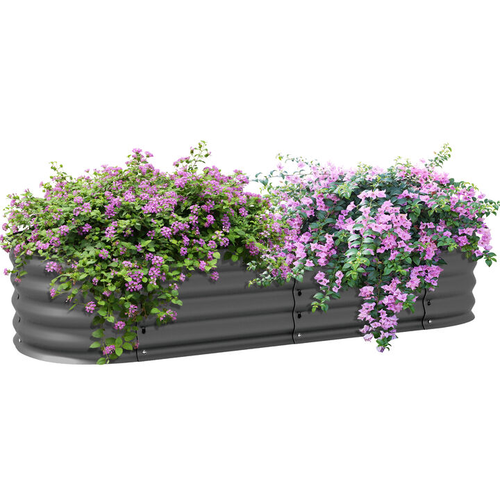 Outsunny 6.5' x 2' x 1' Galvanized Raised Garden Bed Kit, Outdoor Metal Elevated Planter Box with Safety Edging, Easy DIY Stock Tank for Growing Flowers, Herbs & Vegetables, Dark Gray