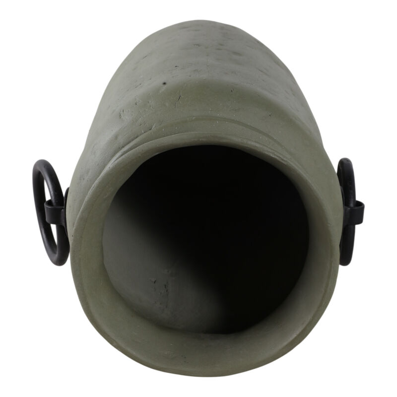 16x9" Ecomix Vase With Metal Handles, Green/ Black image number 4