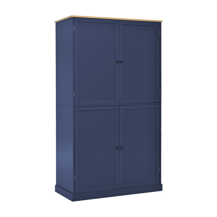 Merax Extra-Large 4-Door Kitchen Storage Pantry with 8 Door Racks, Slide-Out Drawers