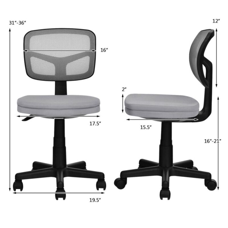 Hivvago Armless Computer Chair with Height Adjustment and Breathable Mesh for Home Office