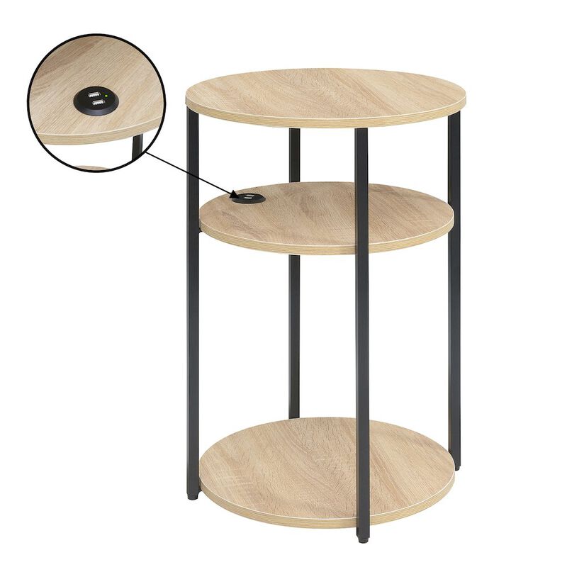 Convenience Concepts Designs2Go Simon 3 Tier End Table with USB Ports