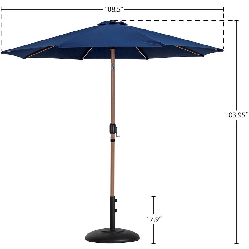 Meridian Furniture Fiji Navy Fabric / Matte Black Aluminum Patio Umbrella with Base Sets