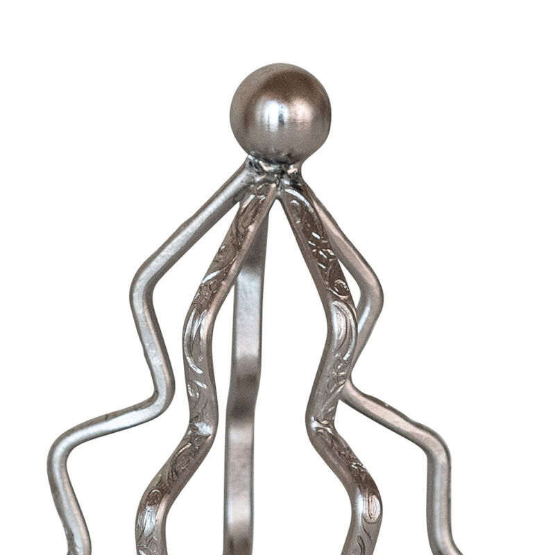 Compact Metal Tree Shaped Tealight Holder, Silver Finish image number 2