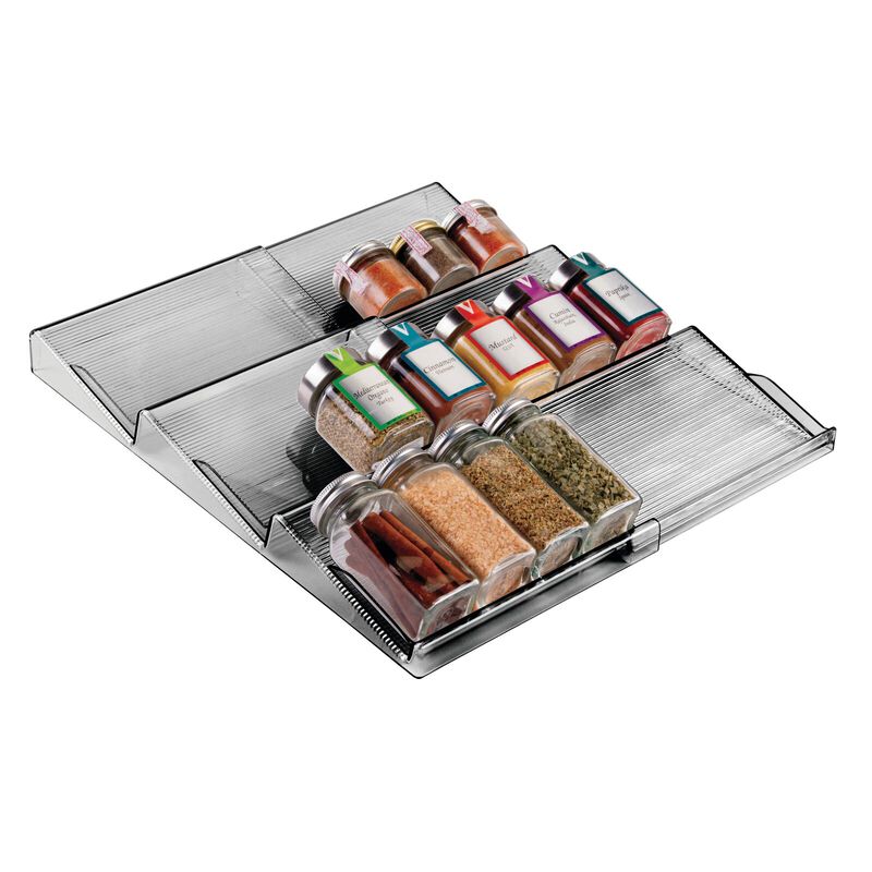 mDesign Expandable Plastic Spice Rack Drawer Organizer, 3 Tier image number 2