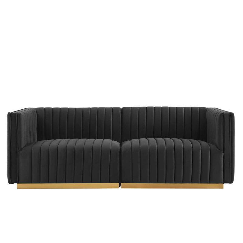 Conjure Channel Tufted Performance Velvet Loveseat image number 0