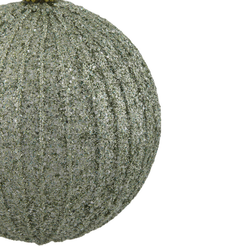 4" Green Glitter Shatterproof Christmas Ball Ornament image number 5