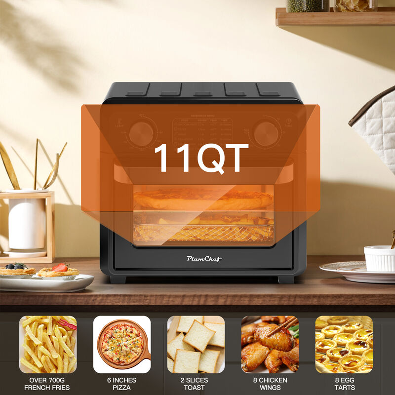11QT Compact Air Fryer Toaster Oven, Countertop Oven, Warm, Broil, Toast, Bake, Air Fry, Oil-Free image number 4