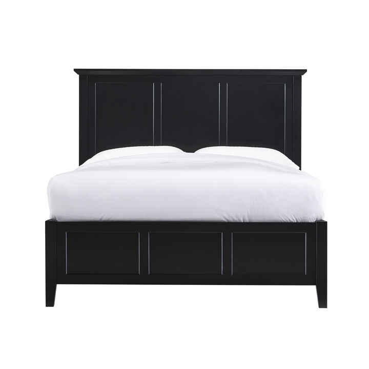 Kenji California King Bed, Panel Headboard, 4 Storage Drawers, Matte Black - Benzara