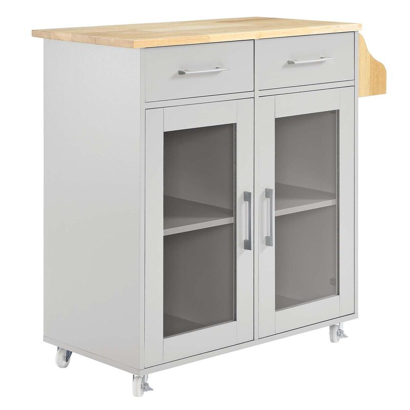 Modway Cuisine Rolling Kitchen Cart with Storage in Light Gray Natural - Portable Island for Kitchen with Spice Rack, Perfect as a Coffee Bar Cabinet, Butcher Block Island or Kitchen Island on Wheels image number 0