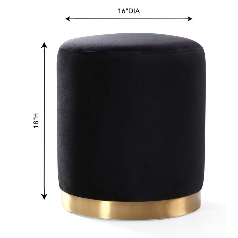 Tov Furniture Opal Black Velvet Ottoman -Gold Base image number 2