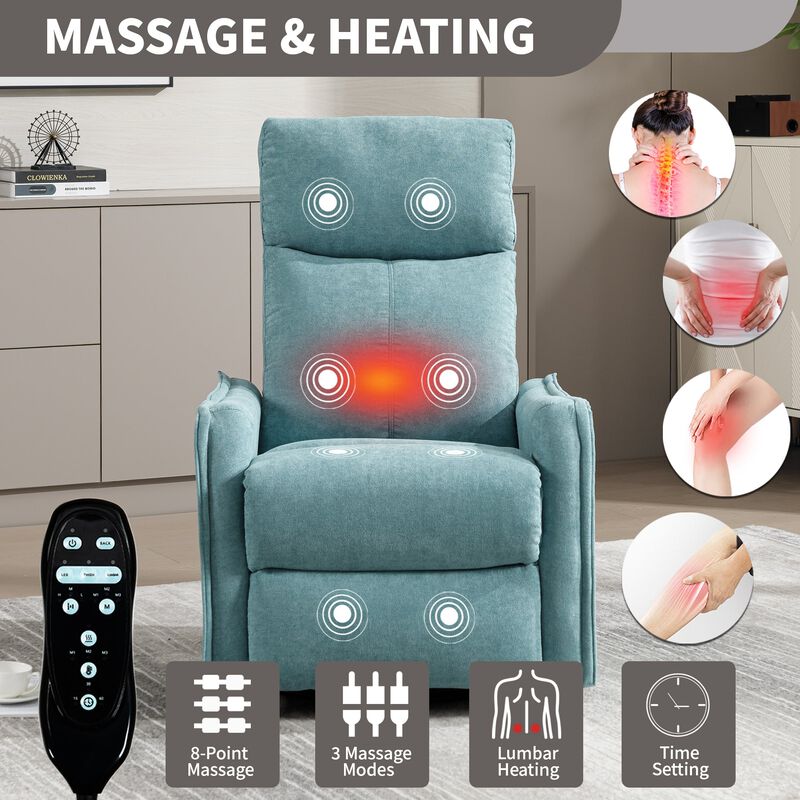 Manual Recliner Chair with Heat and Massage, Rocker and Swivel Chair in Fabric for Living Room image number 5