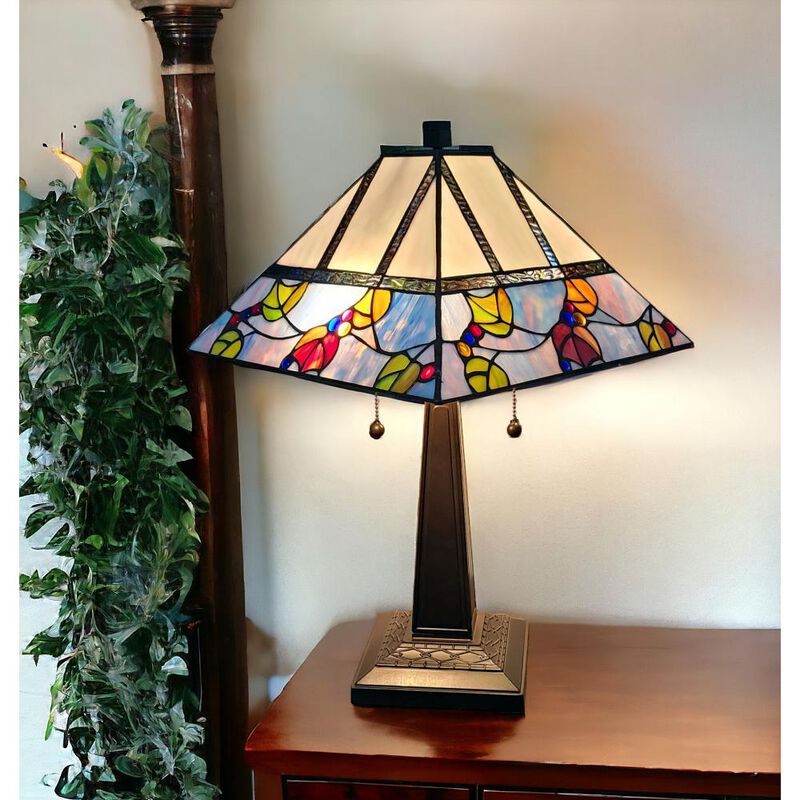 Hivvago 22" Dark Brown Metal Two Light Candlestick Table Lamp With White Shade