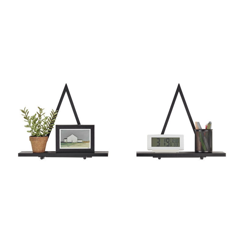 Contemporary Decorative Triangle Accent Metal Frame Wall Shelf - Reversible Configuration