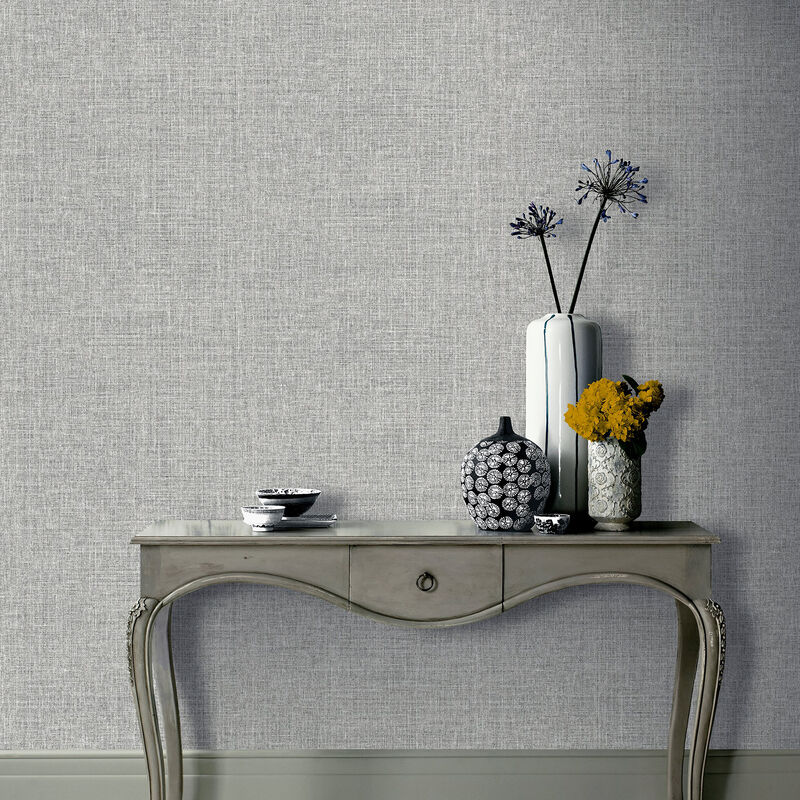 Elfrida Grey Linen Wallpaper image number 1
