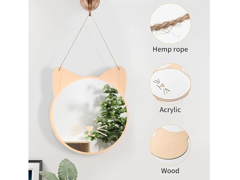 11" Cat-Shaped Acrylic Kids Wall Mirror &ndash; Unbreakable Safety Decor