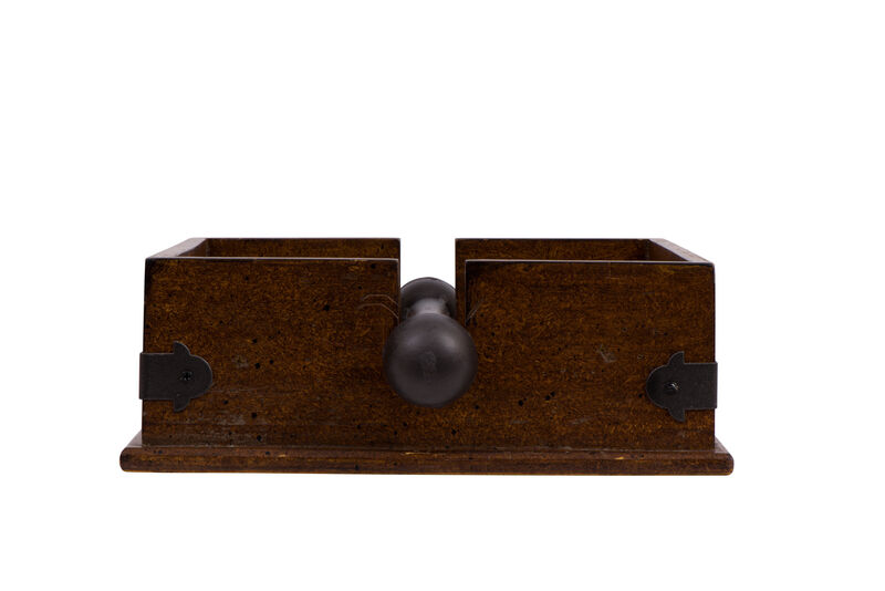 Vintage Wood and Metal Dinner Napkin Holder, Brown and Black image number 9