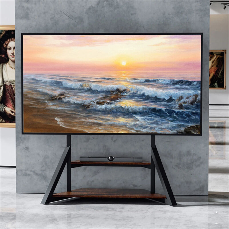Floor TV Stand with 2-Tiers MDF Shelves Adjustable Height for 65-100 inch TVs image number 2