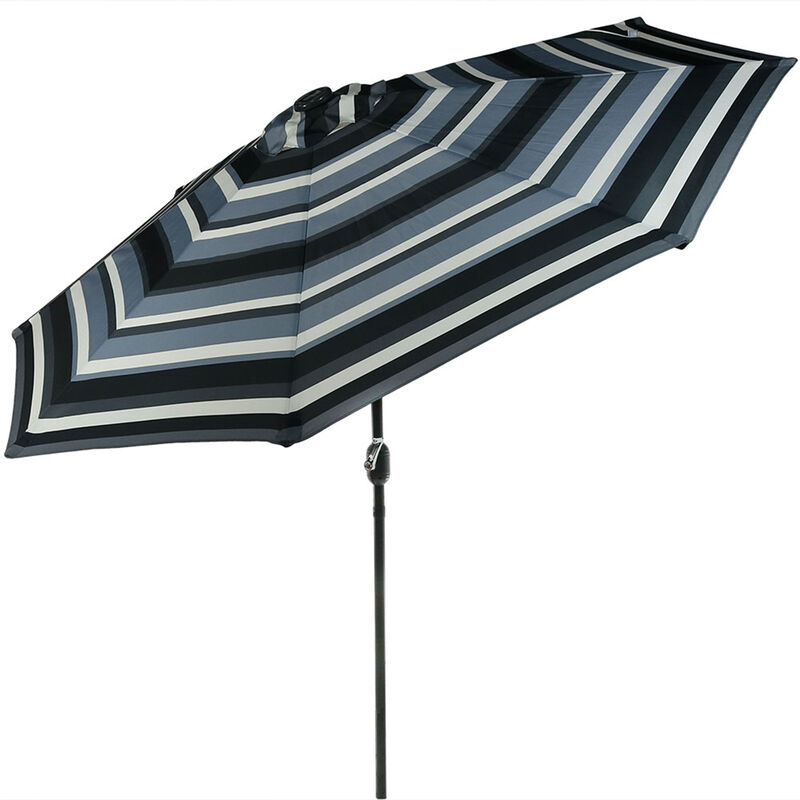 Sunnydaze 9 ft Solar Patio Umbrella with Lights, Tilt, and Crank